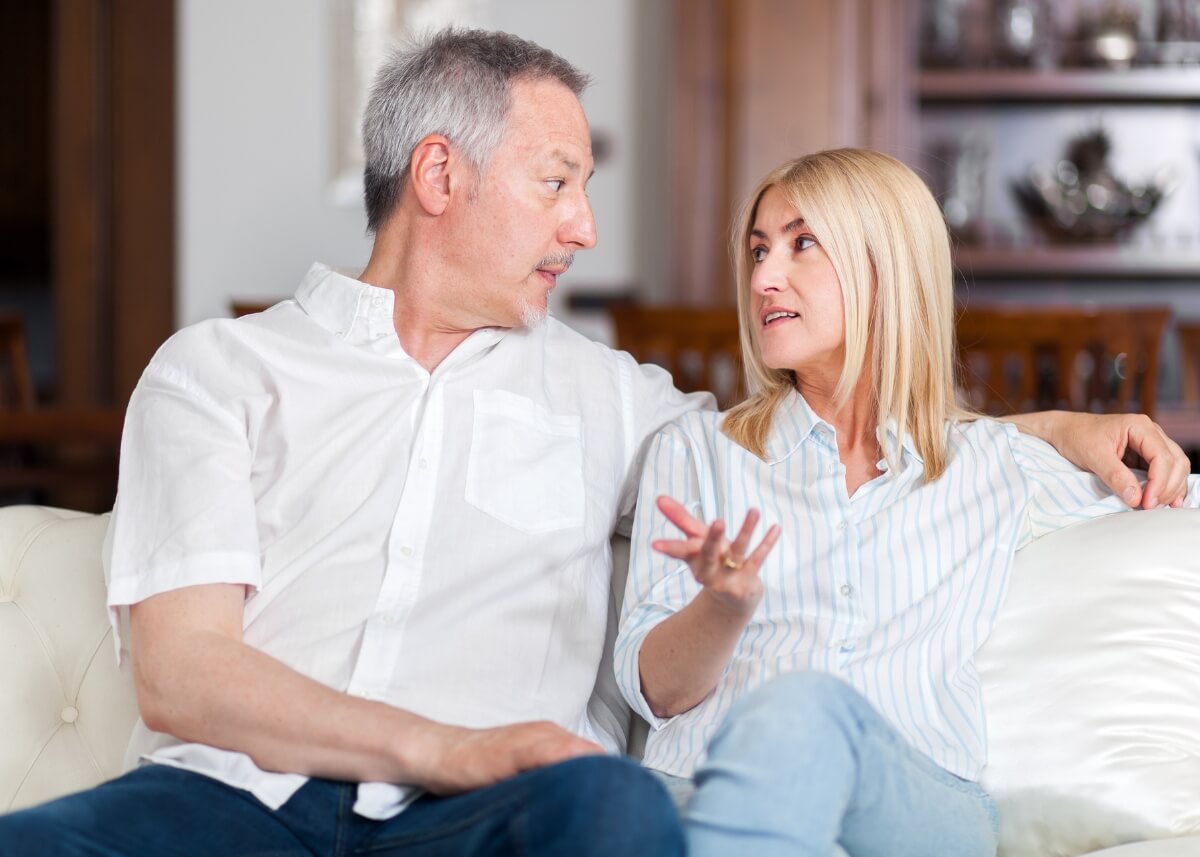 Married couple having a conversation