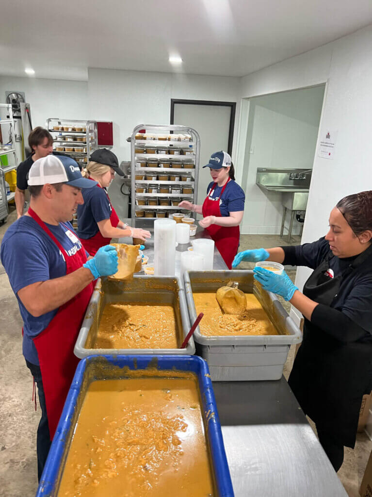 preparing food at charity